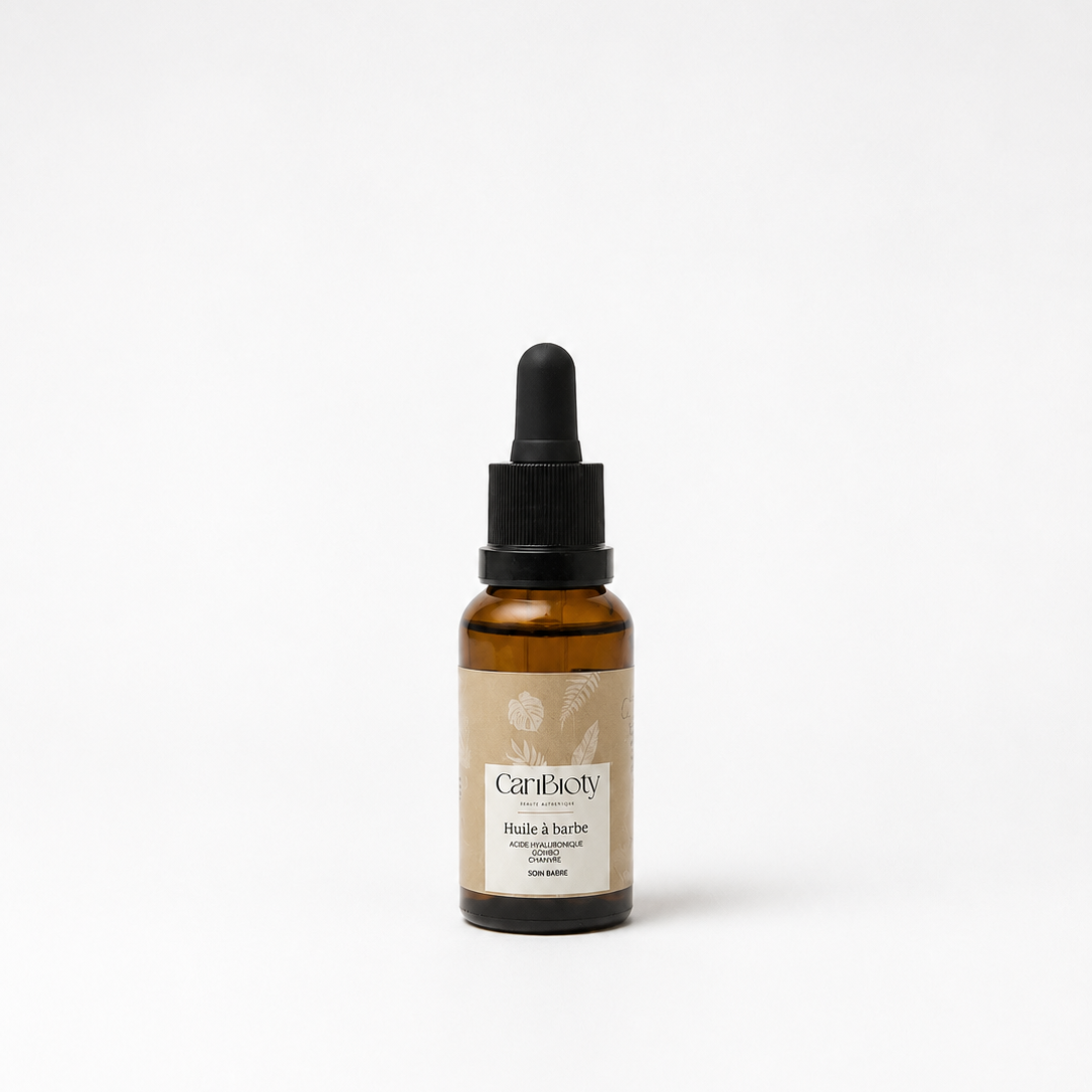 Huile à Barbe Nourrissante — Acide Hyaluronique, Gombo, Ricin & Chanvre